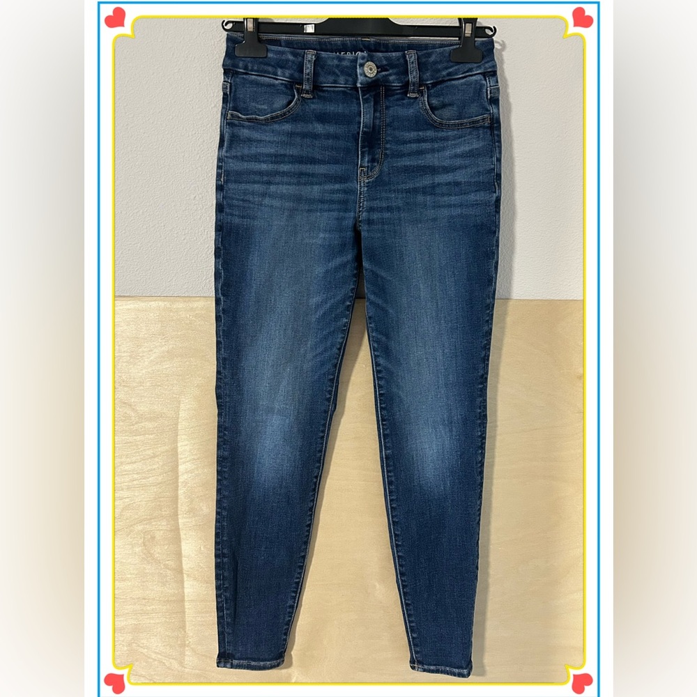 American Eagle Next Level Stretch Curvy Jegging Dark Blue Wash Size 2 Short